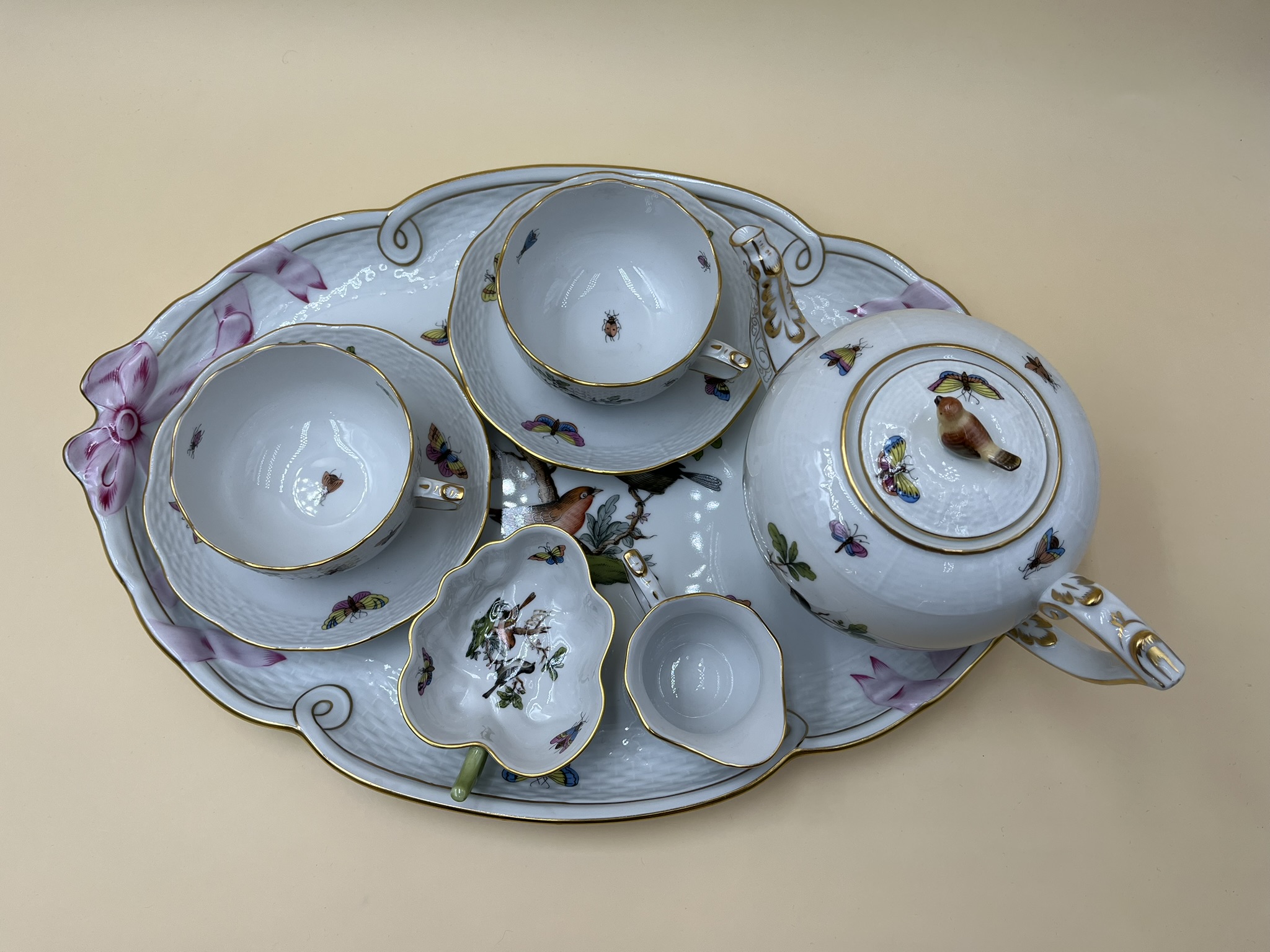 Herend 8-piece tea set, numbered, hand-painted, excellent Condition - Image 3